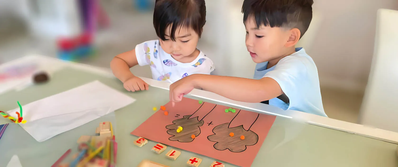 Children participating in a Surrey daycare learning activity